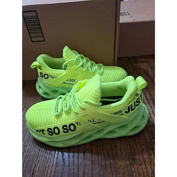 New W Size 6 M Size 4.5 Furuian Safety Green Yellow Steel Toe Shoes PPE Safety - Picture 10 of 12